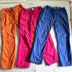 LOT OF 3 Pairs SZ XS Koi Women's Scrub Pants Elastic Waist Pockets Cargo READ